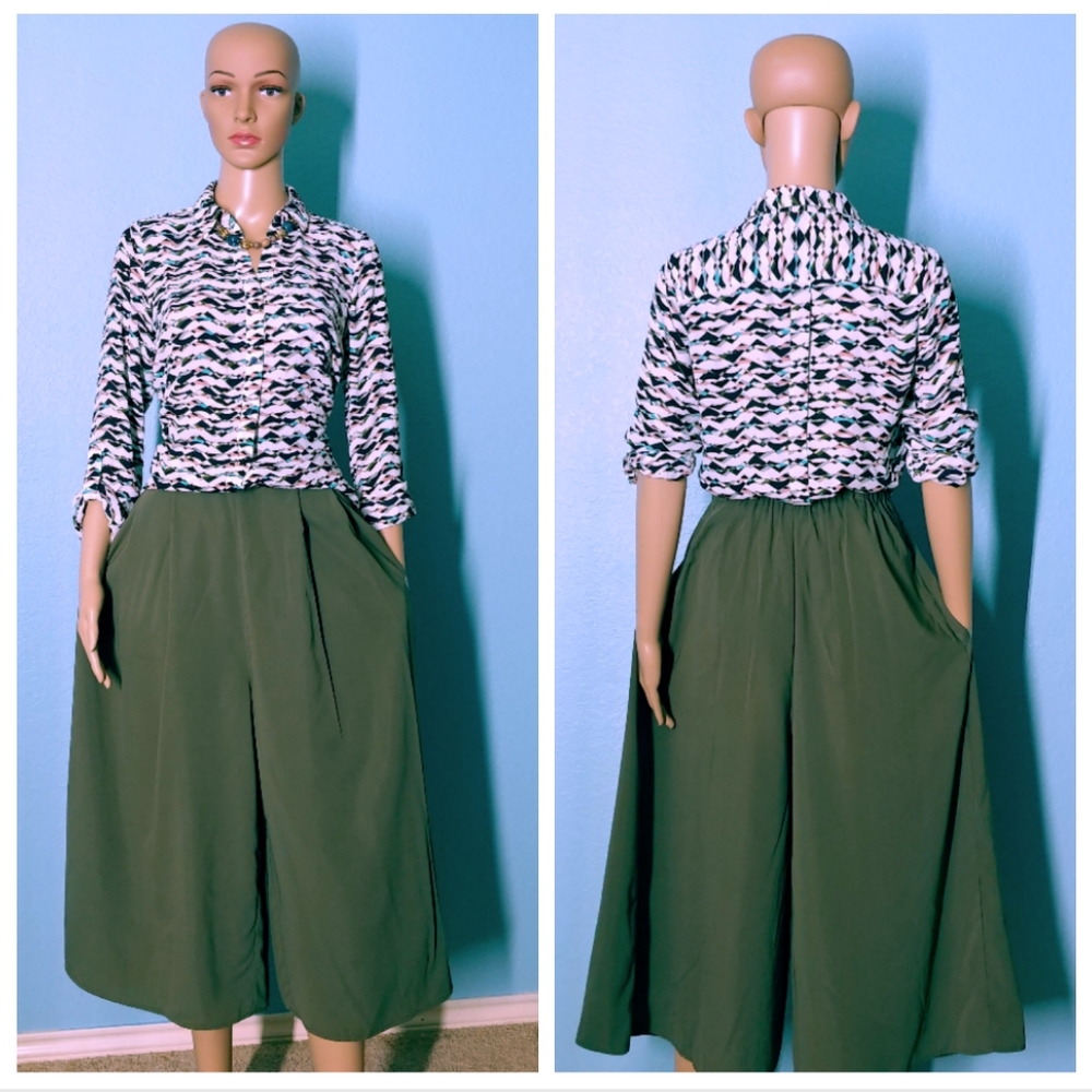 Forest Green | Elastic-Waist Culottes